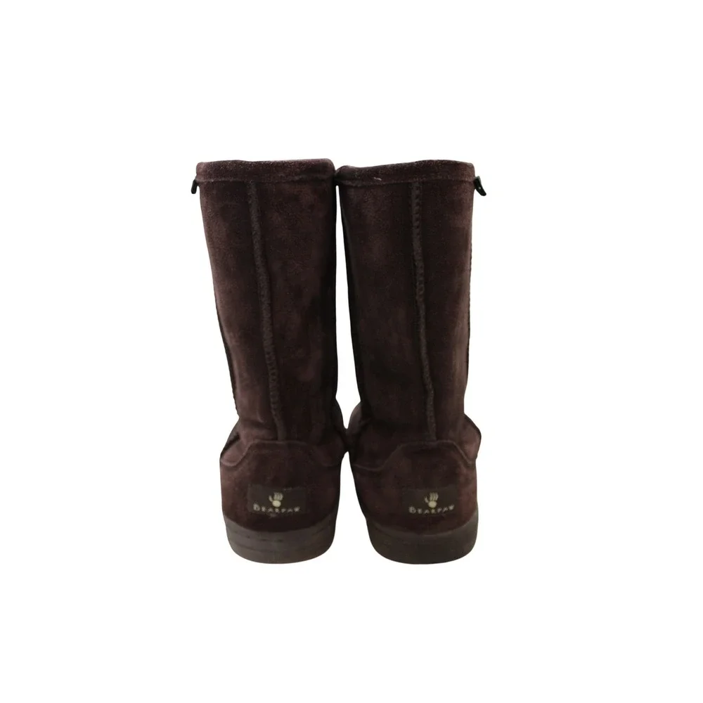 Bearpaw Suede Mid Calf Boots Women Size‎ 8 Brown EUC Faux Fur Lined Winter Cozy
